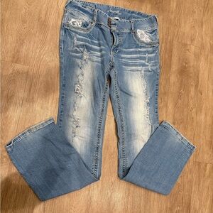 Amethyst Jeans Light Blue Distressed Boot Cut